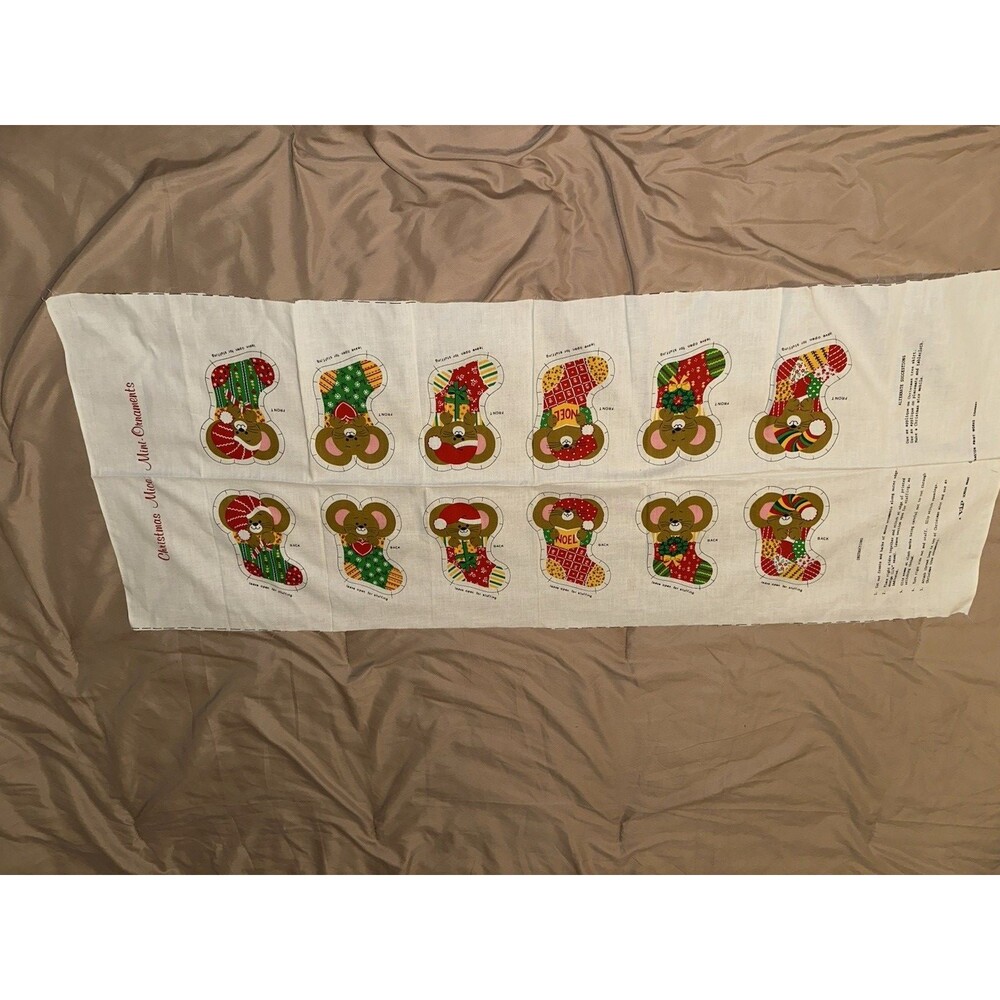 Vtg Christmas Mice 6 Cranston Ornaments. DIY sew all ages  NOS